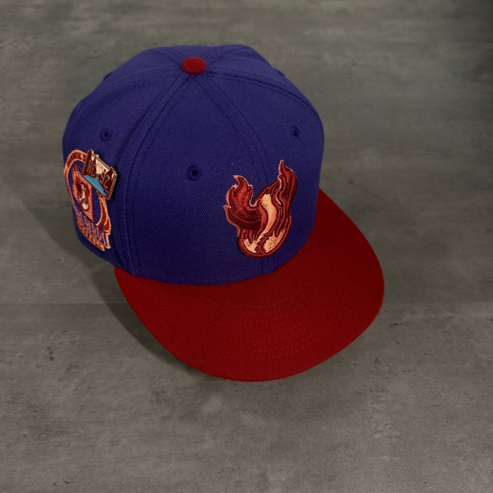 New Era Phoenix Firebirds Hat 7 1/4 Purple Red Fitted 59FIFTY Side Patch MiLB